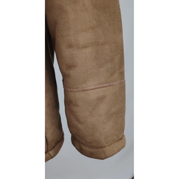 VTG Big Chill Coat Women Zip Up 1X Brown Hooded Suede Winter Faux Fur Jacket - Picture 7 of 11